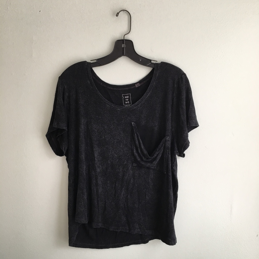 Me to We PacSun Distressed Acid Wash Black Top